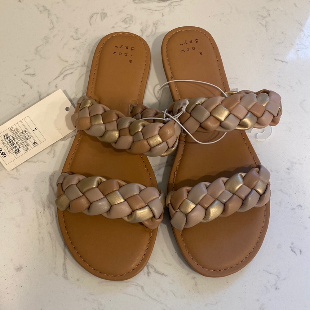 A New Day Braided Flat Sandals Neutral Size 7